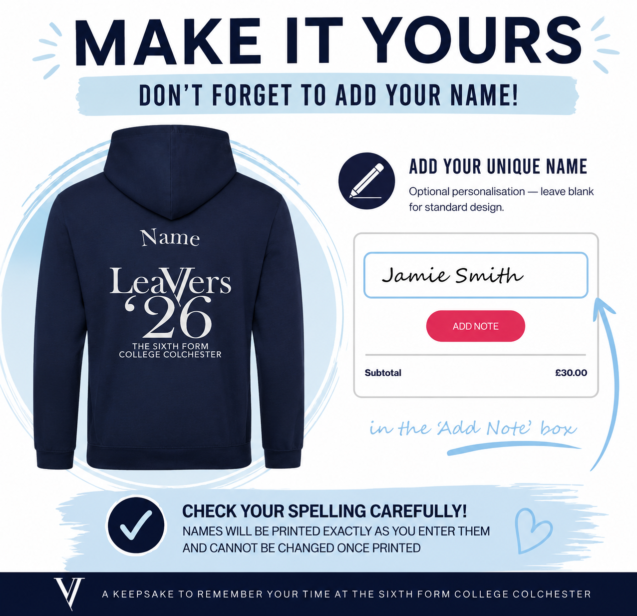The Sixth Form College Colchester Leavers Hoodie | DUSTY BLUE