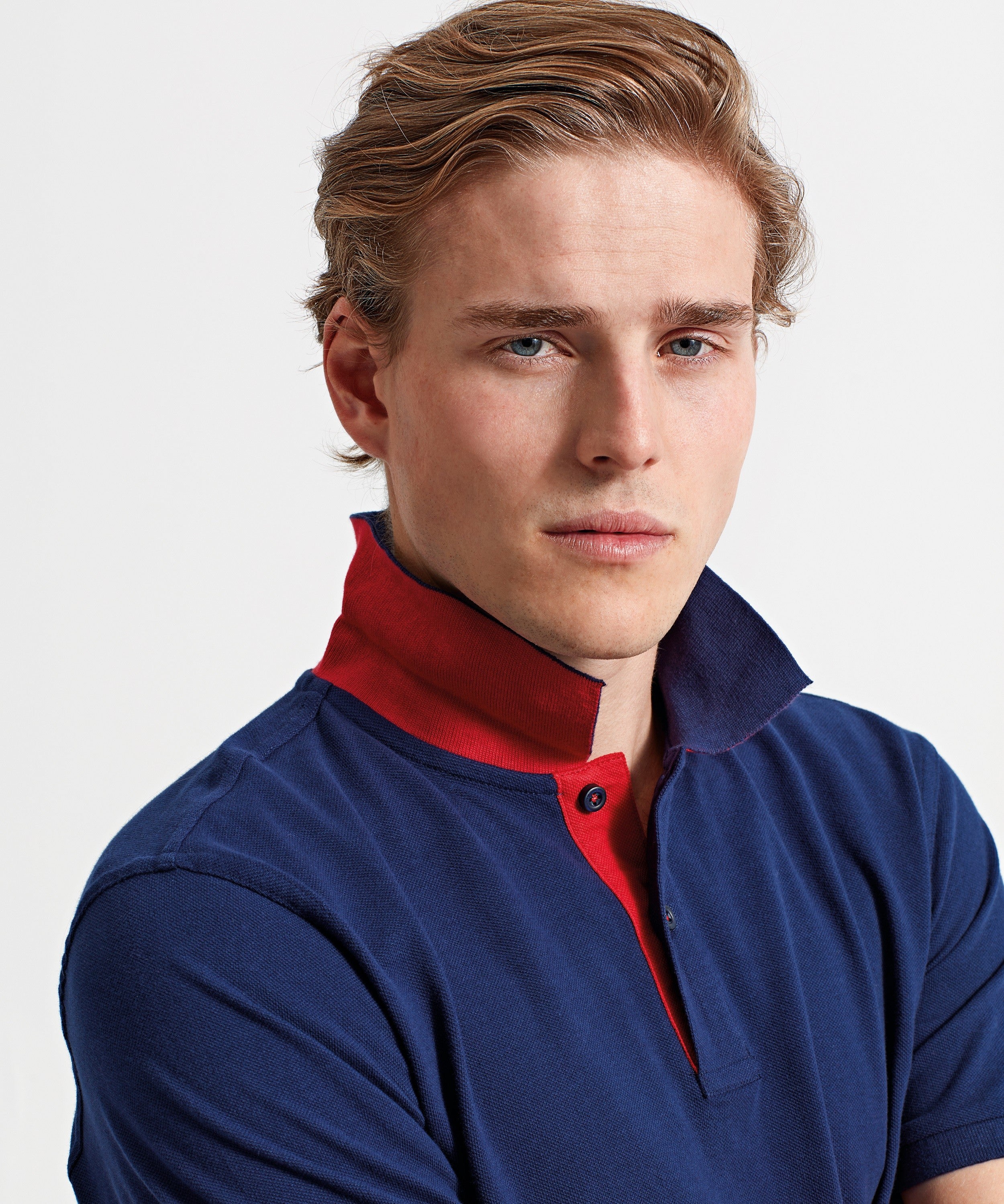 Men's Classic Fit Contrast Polo | RED/WHITE