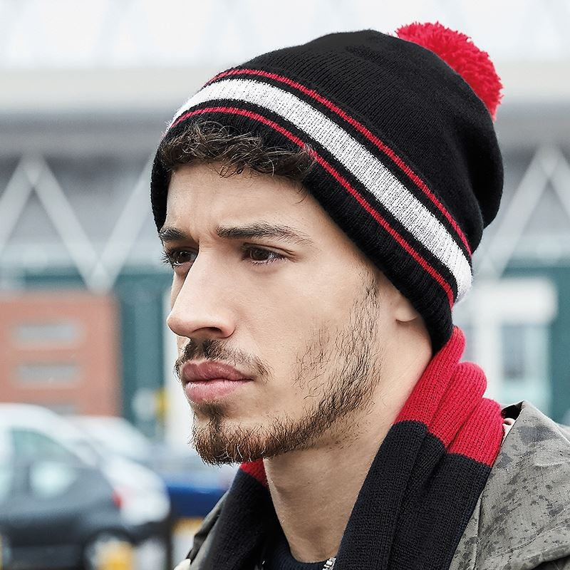 Beechfield Stadium Beanie | BLACK/WHITE