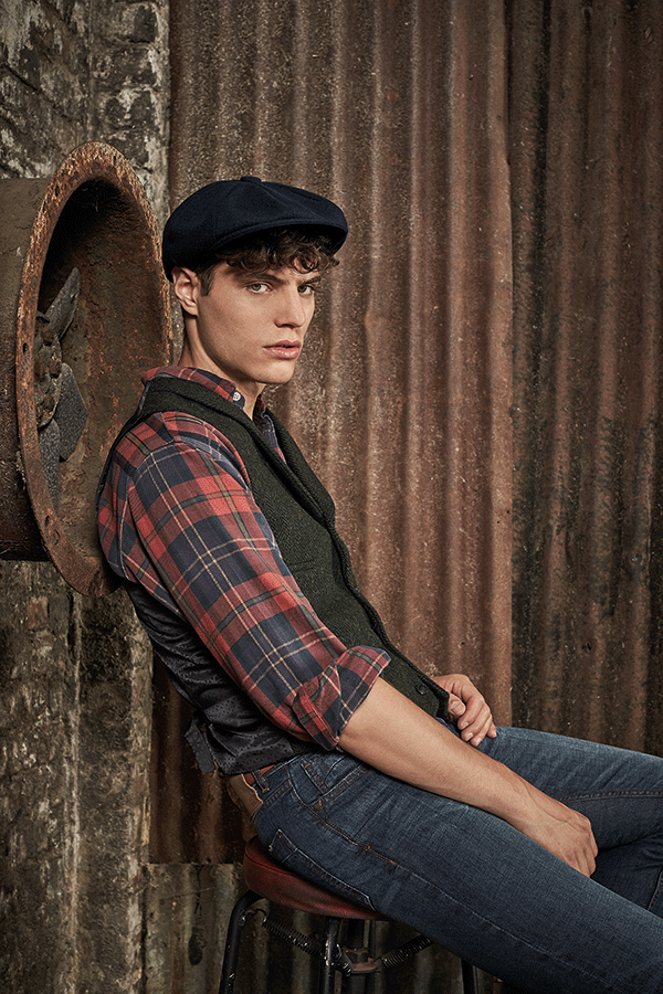 Heritage Baker Boy Cap | CHARCOAL HERRINGBONE