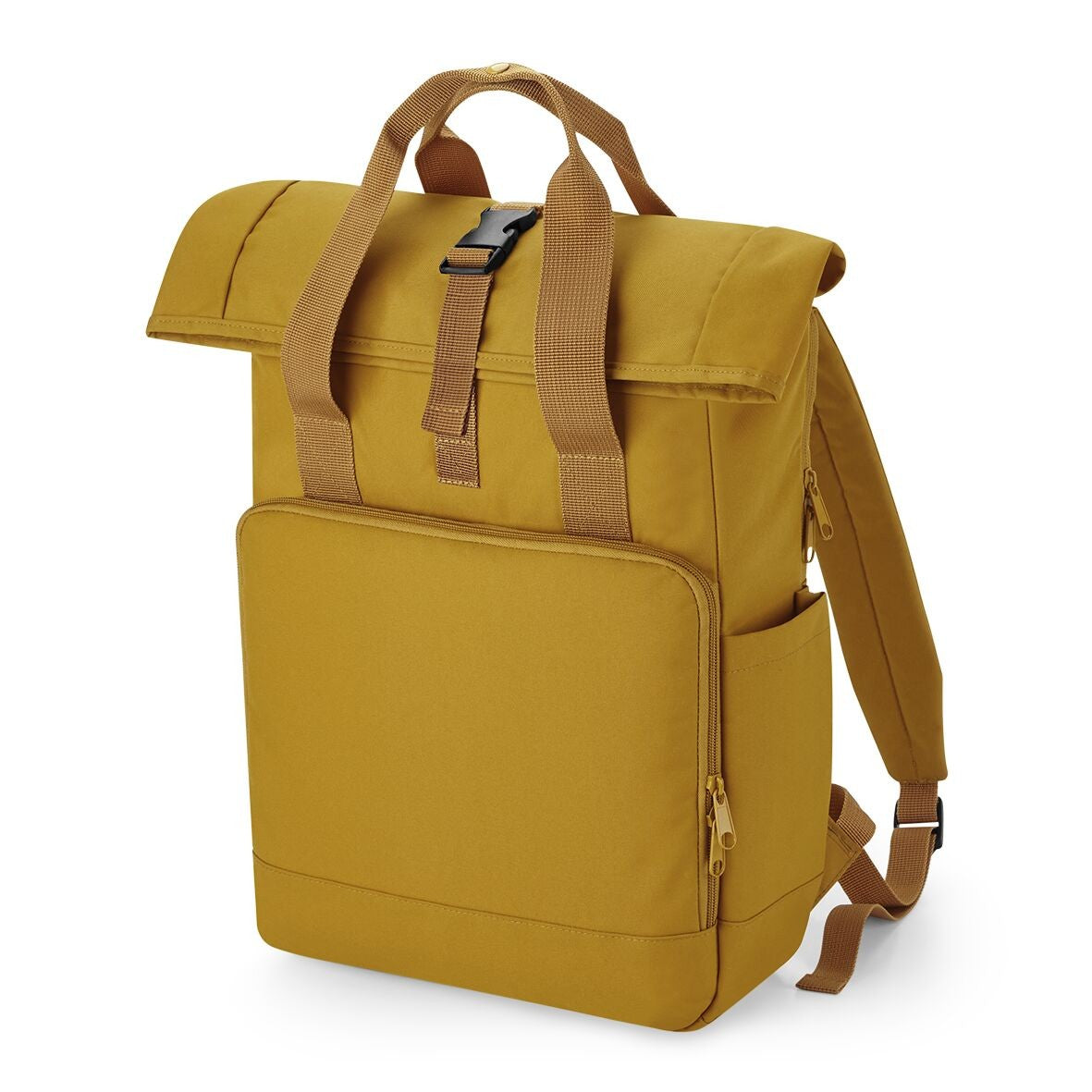 Recycled Twin Handle Roll-Top Laptop Backpack | MUSTARD
