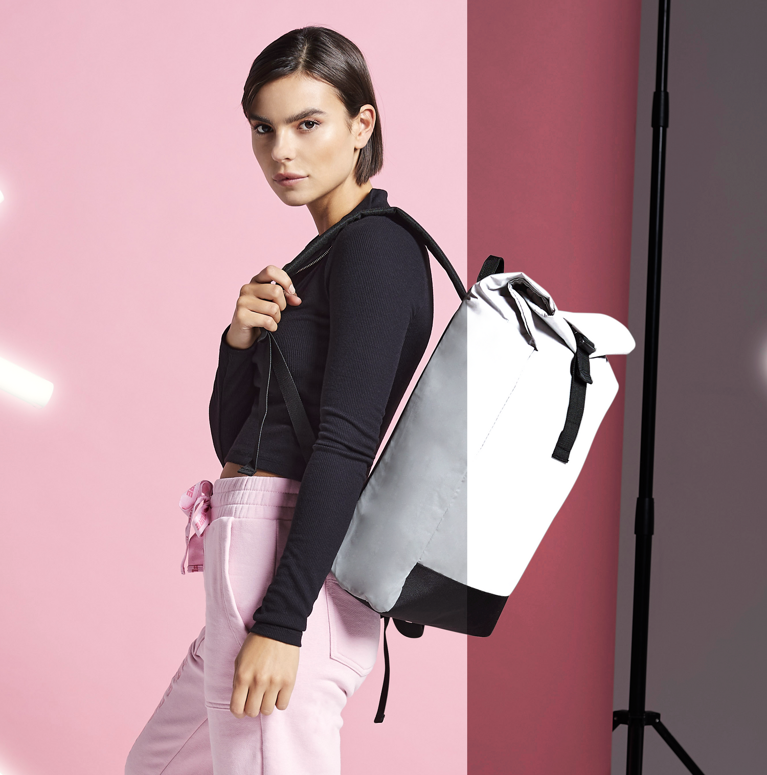 Reflective Roll-Top Backpack | SILVER REFLECTIVE