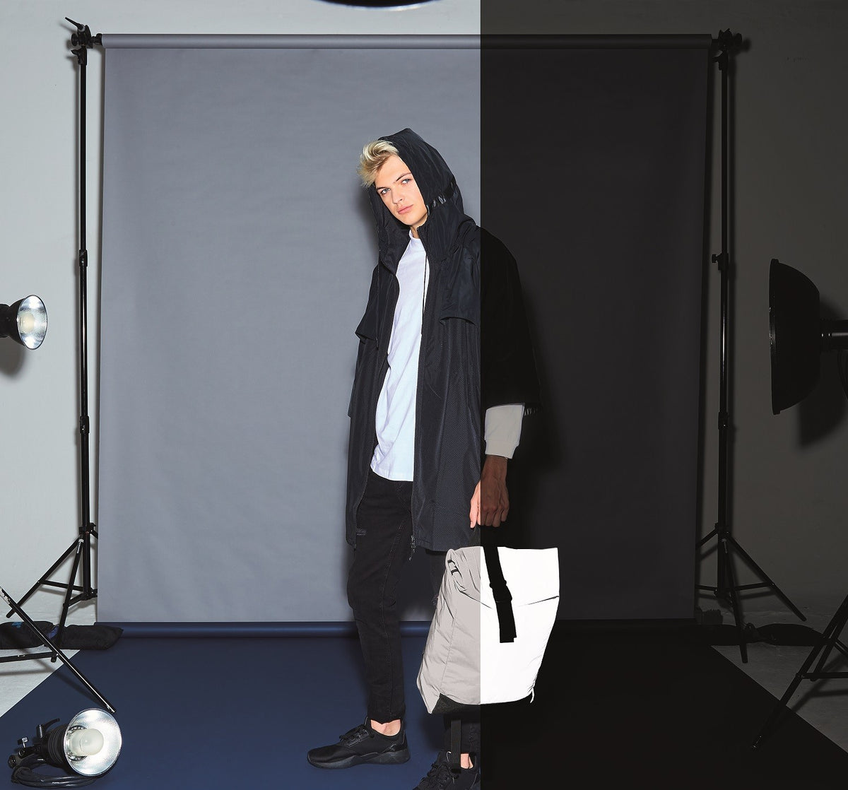 Reflective Roll-Top Backpack | BLACK REFLECTIVE