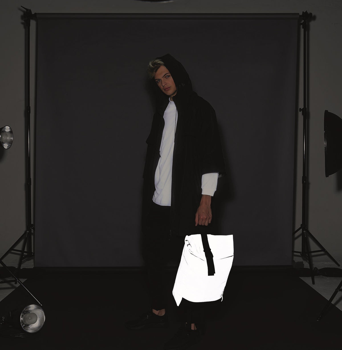 Reflective Roll-Top Backpack | BLACK REFLECTIVE