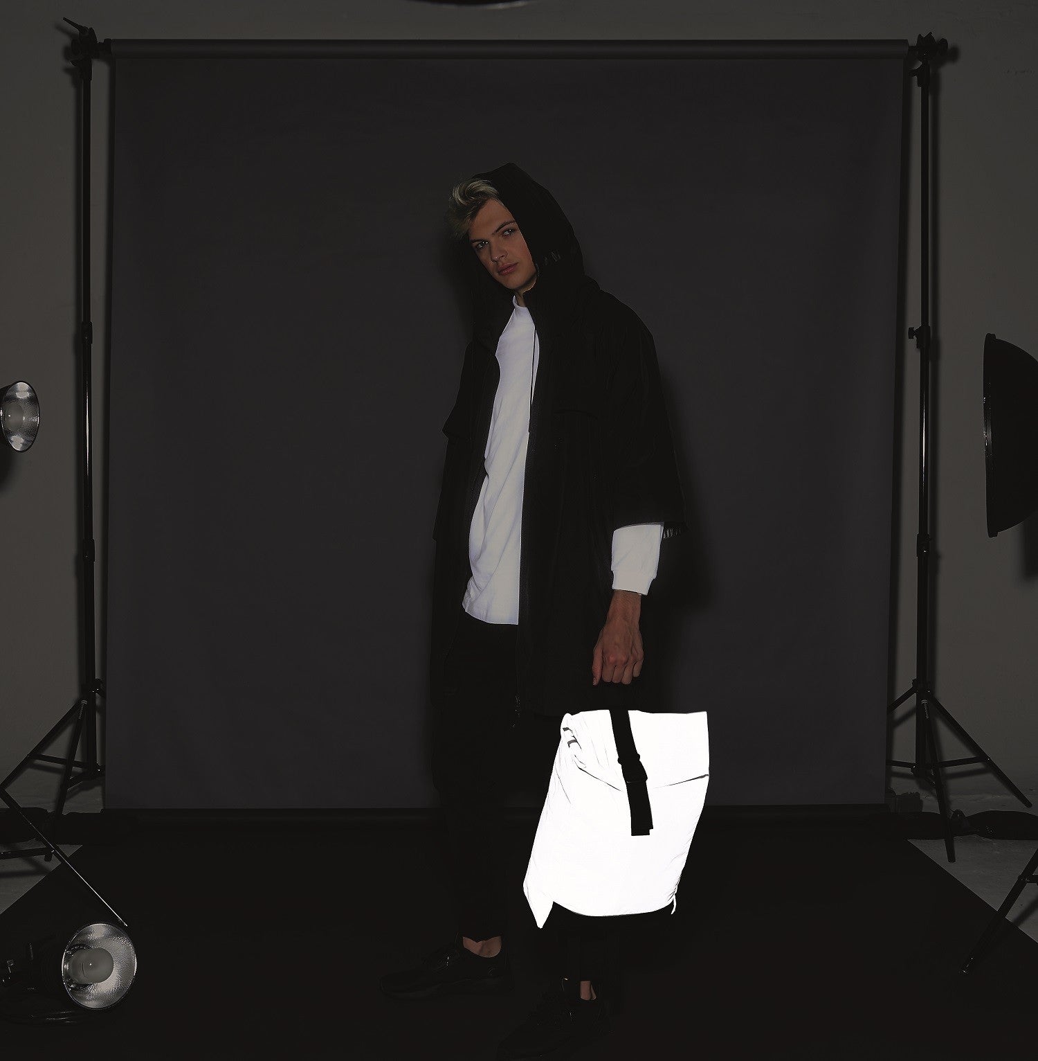Reflective Roll-Top Backpack | BLACK REFLECTIVE