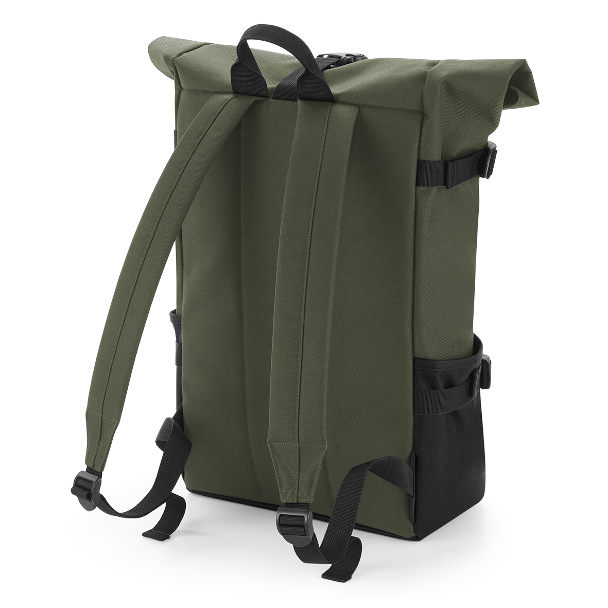 Block Roll-Top Backpack | BLACK/BLACK
