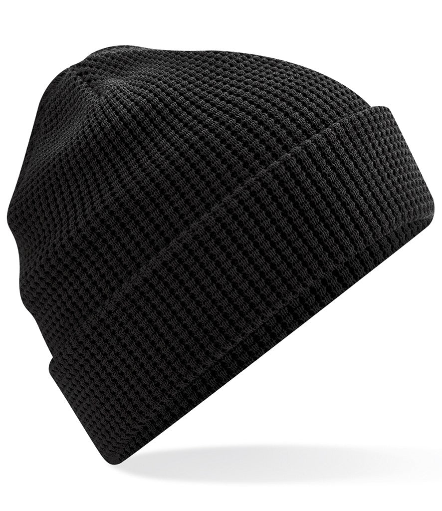 Organic Cotton Waffle Beanie | BLACK