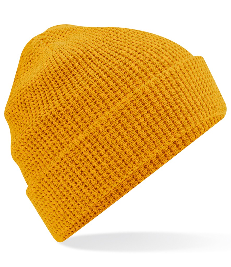 Organic Cotton Waffle Beanie | MUSTARD