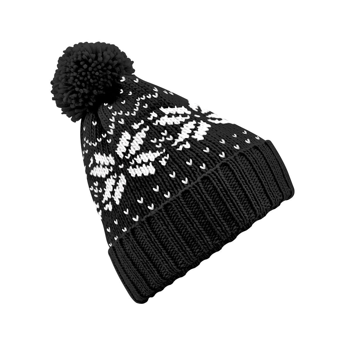 Fair Isle Snowstar Beanie | BLACK/WHITE