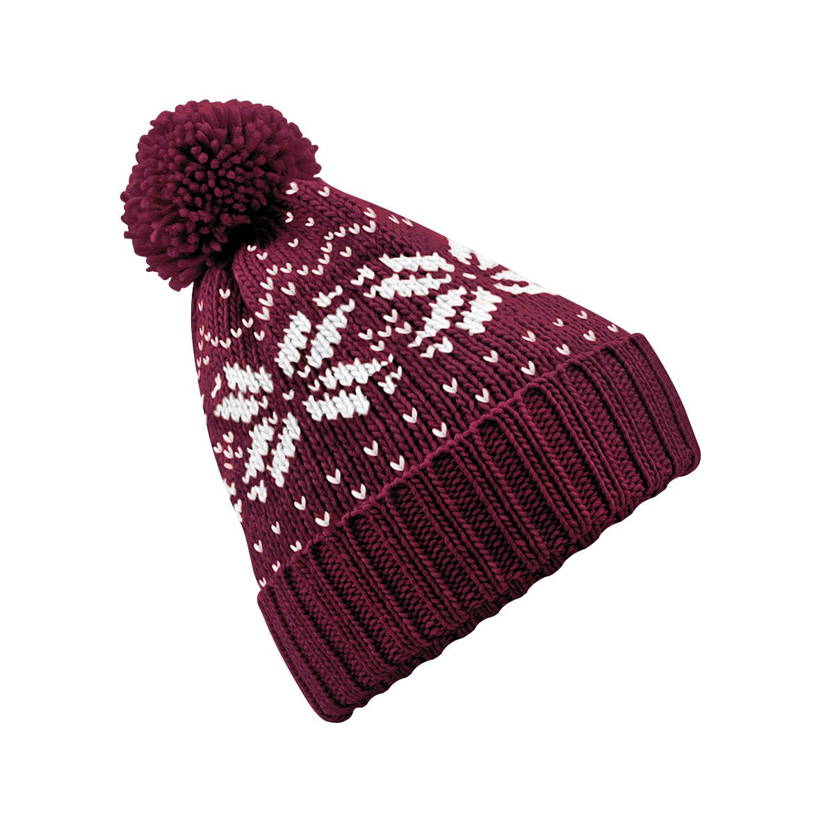 Fair Isle Snowstar Beanie | BURGUNDY/WHITE