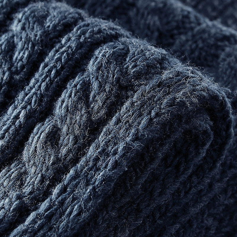 Cable Knit Melange Scarf | BLACK
