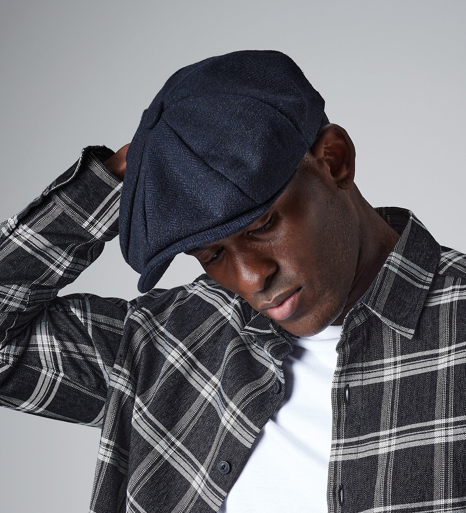 Heritage Baker Boy Cap | CHARCOAL HERRINGBONE