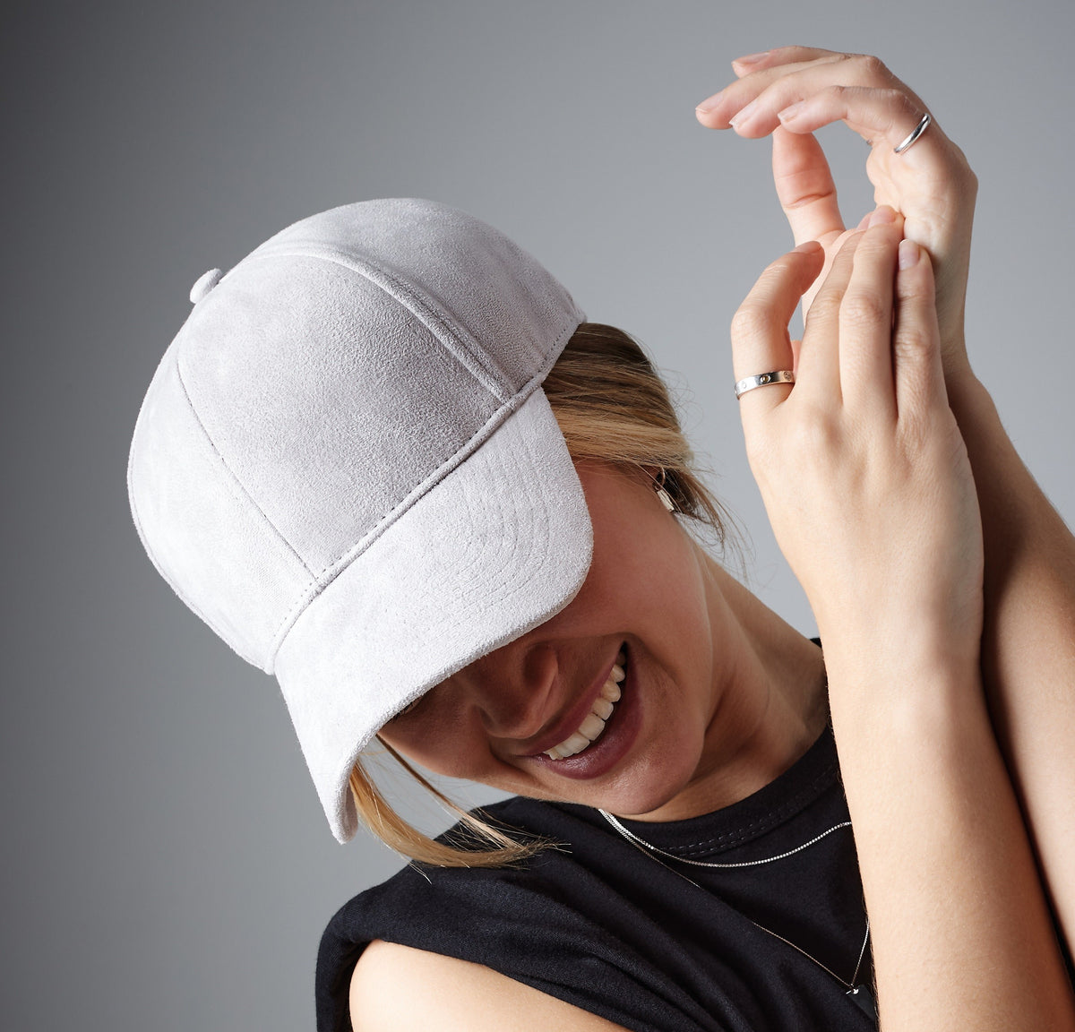 Faux Suede 6 Panel Cap | LIGHT GREY