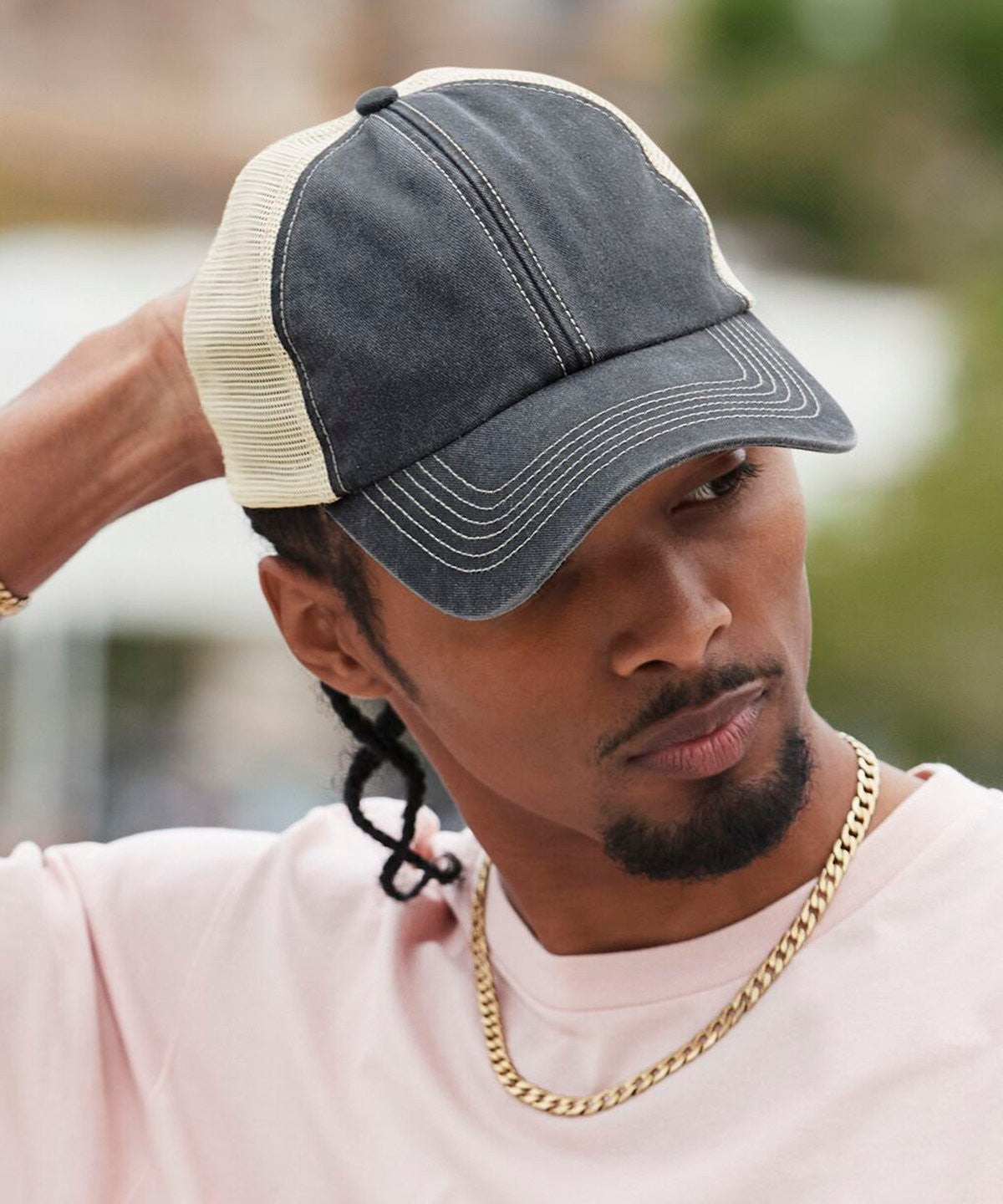 6 Panel Vintage Trucker | VINTAGE OLIVE/STONE