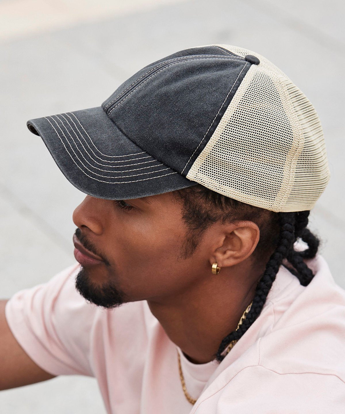 6 Panel Vintage Trucker | VINTAGE DENIM/STONE