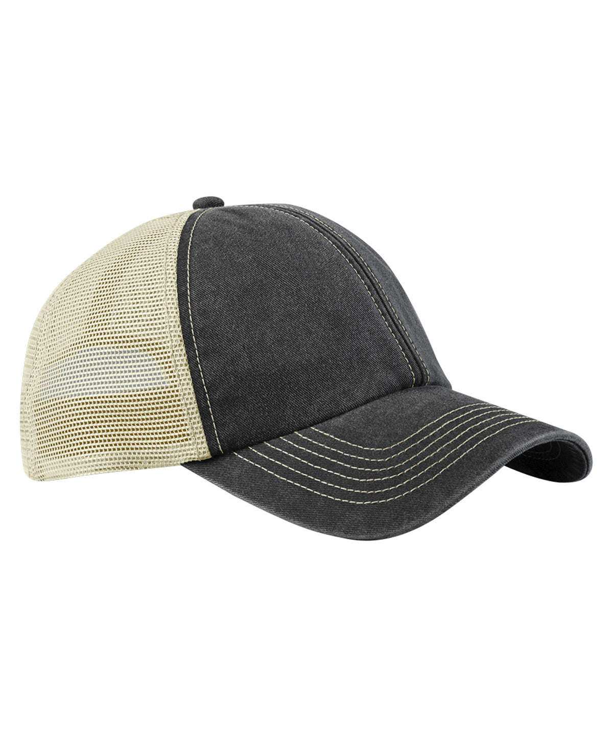 6 Panel Vintage Trucker | VINTAGE BLACK/STONE