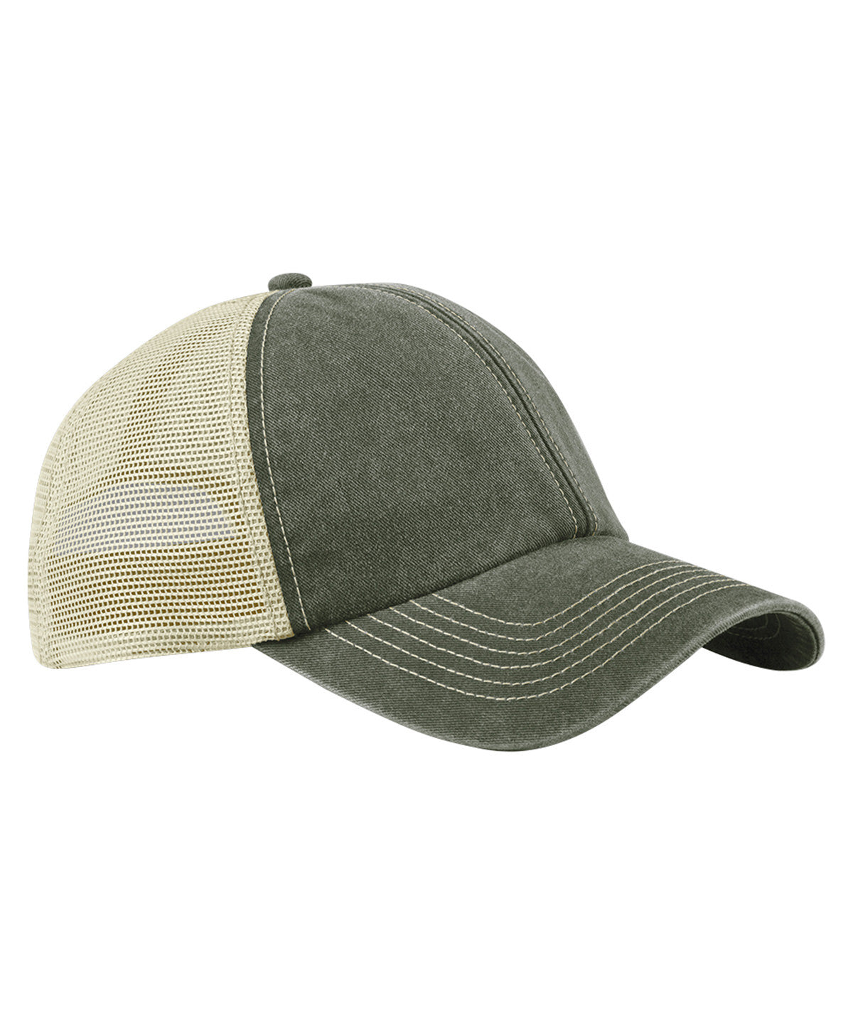 6 Panel Vintage Trucker | VINTAGE OLIVE/STONE