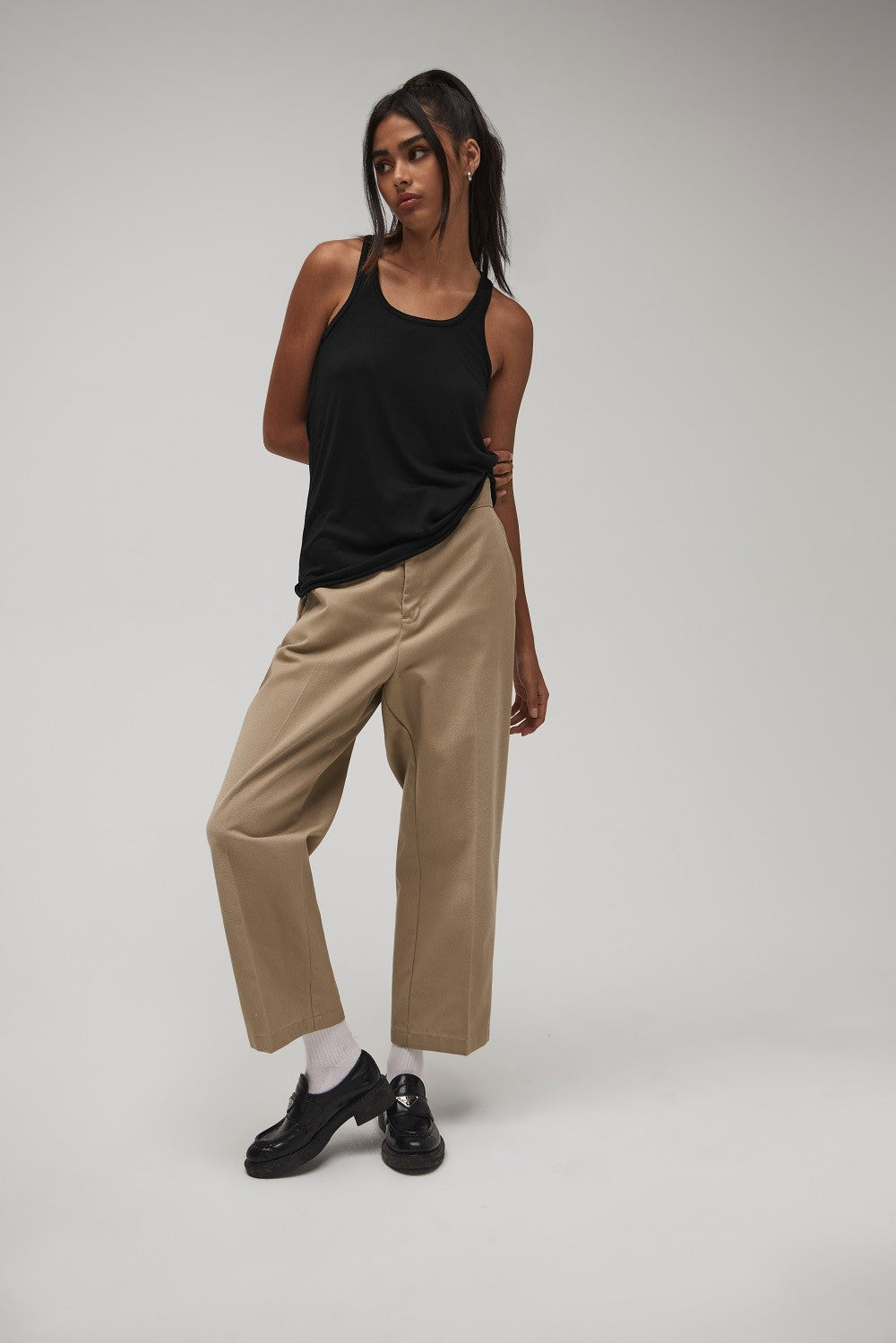 Flowy Racerback Tank Top | PEBBLE BROWN