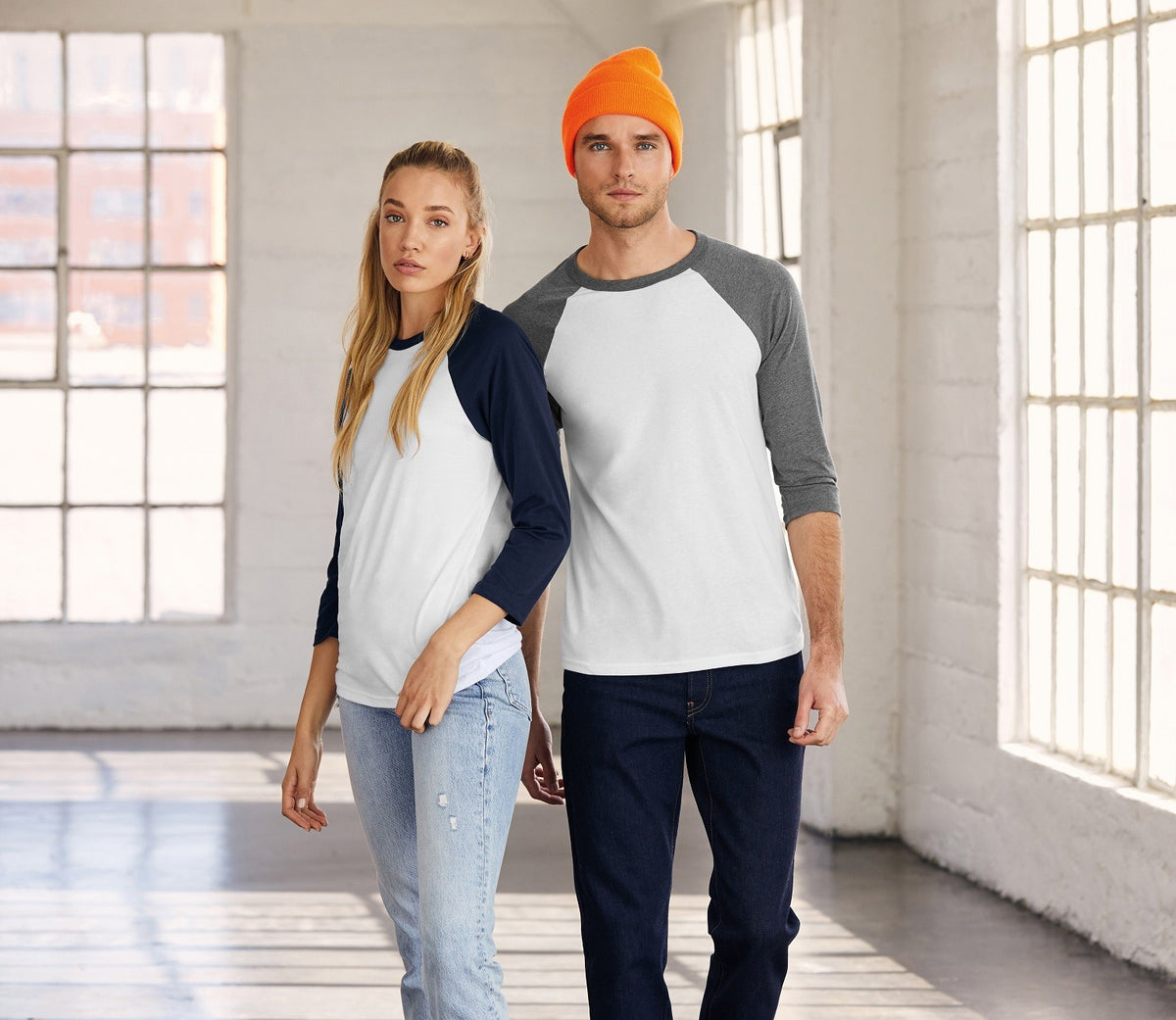 Tri-Blend 3/4 Sleeve Baseball T-Shirt | WHITE/NAVY