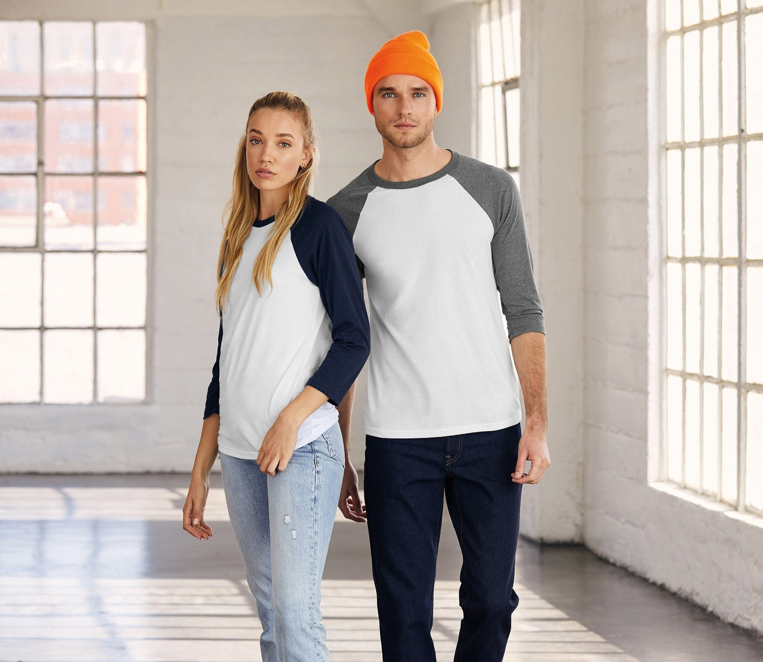 Tri-Blend 3/4 Sleeve Baseball T-Shirt | WHITE/NAVY