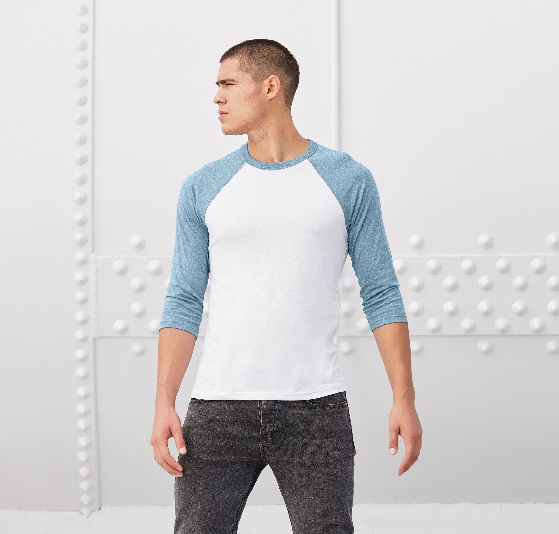 Tri-Blend 3/4 Sleeve Baseball T-Shirt | WHITE/DEEP HEATHER