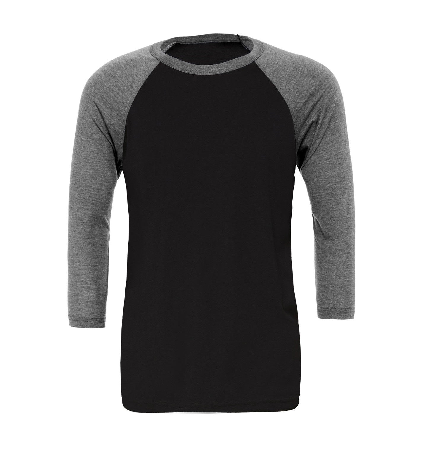 Tri-Blend 3/4 Sleeve Baseball T-Shirt | BLACK/DEEP HEATHER
