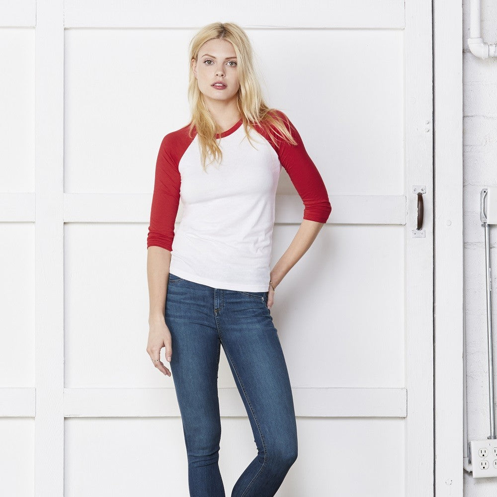 Tri-Blend 3/4 Sleeve Baseball T-Shirt | WHITE/DEEP HEATHER