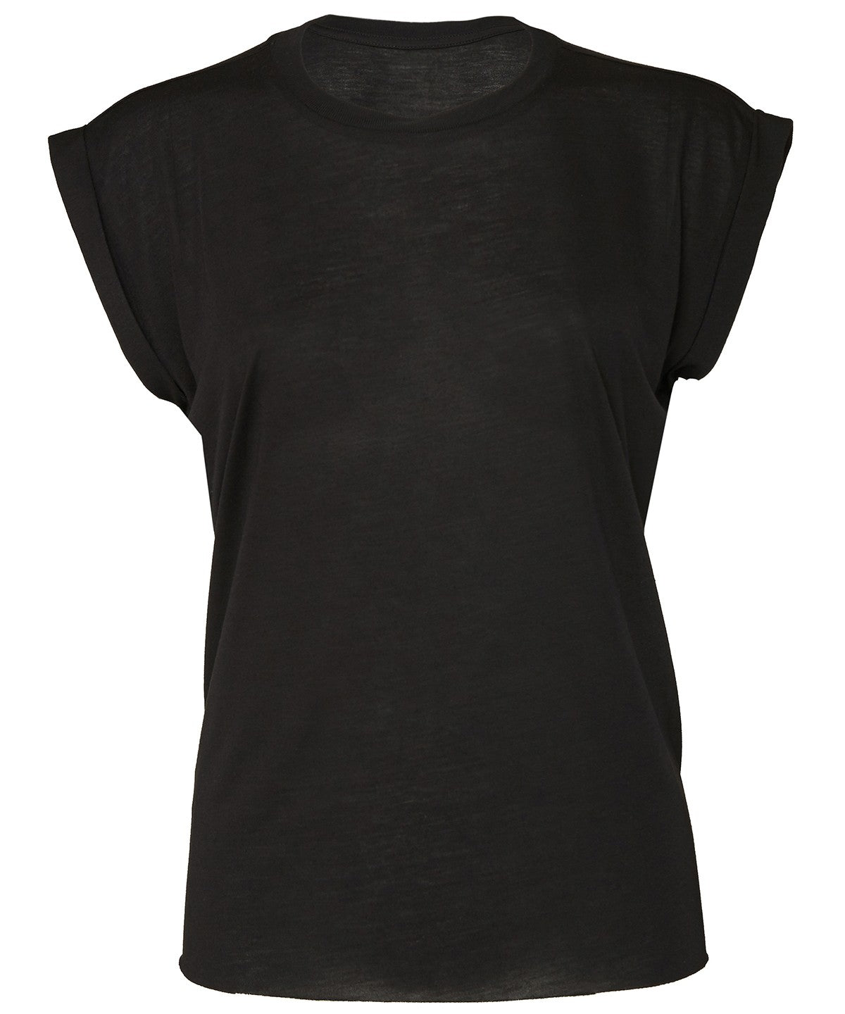 Women's Flowy Muscle Tee With Rolled Cuff | BLACK
