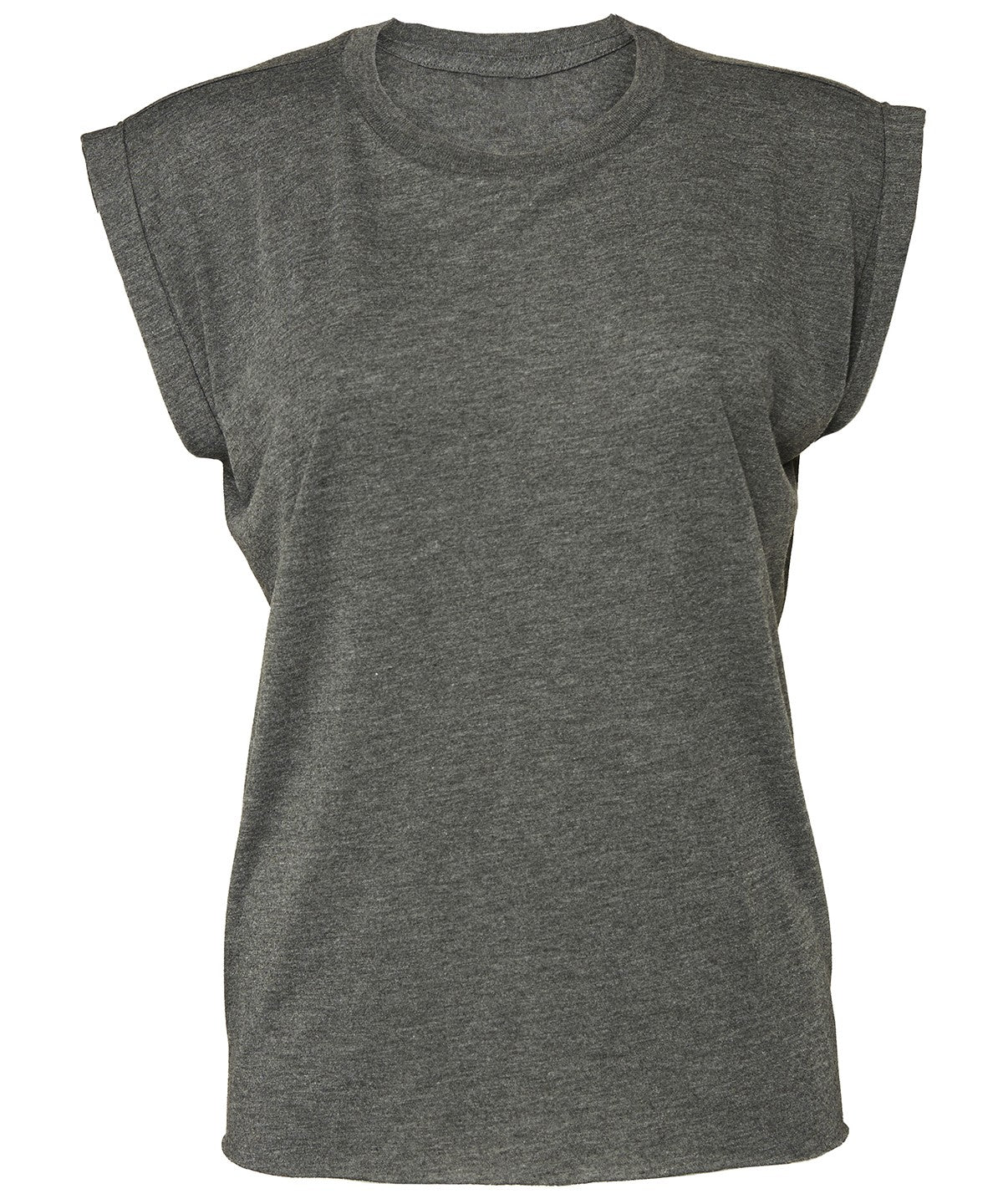 Women's Flowy Muscle Tee With Rolled Cuff | DARK GREY HEATHER