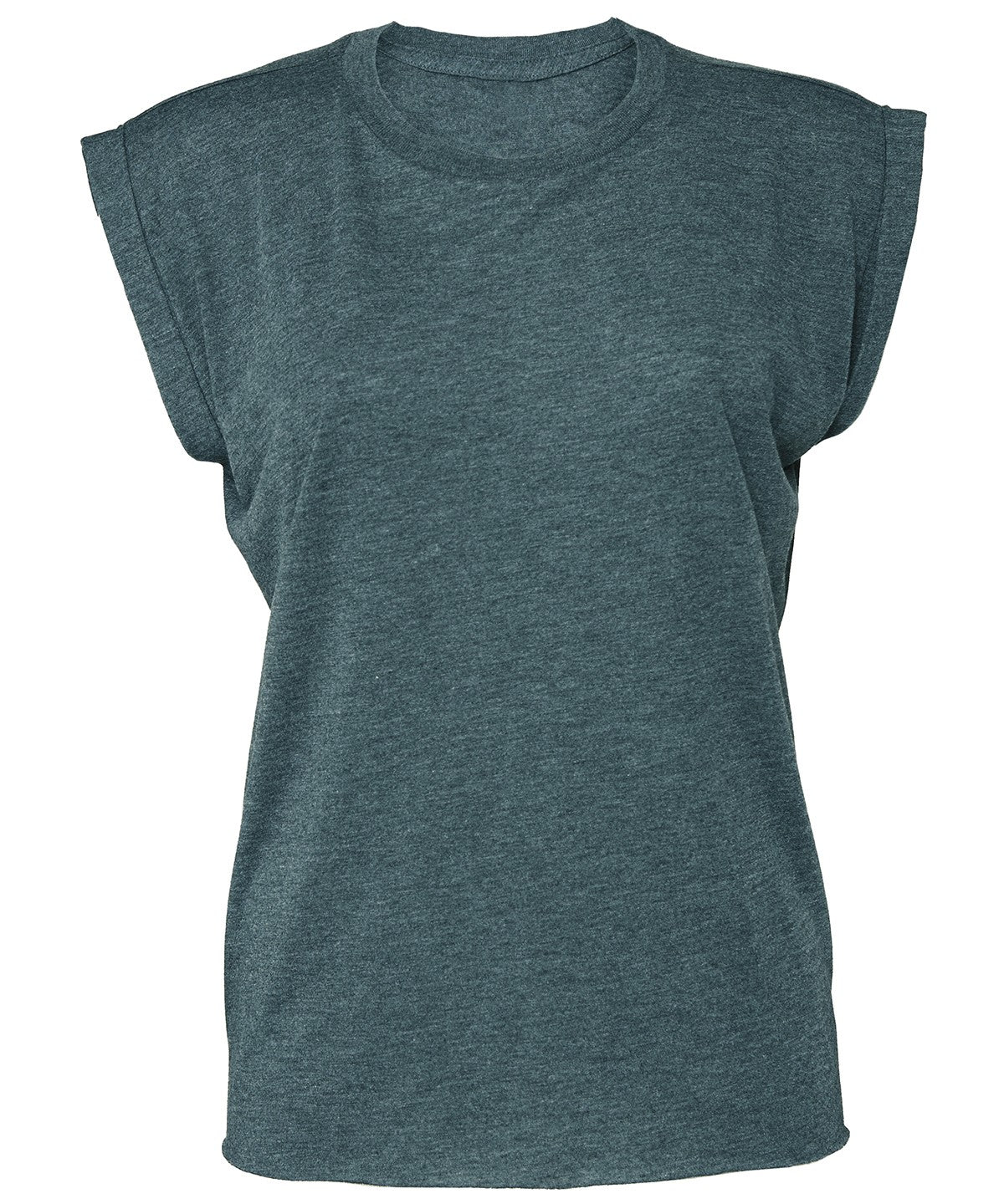 Women's Flowy Muscle Tee With Rolled Cuff | HEATHER DEEP TEAL