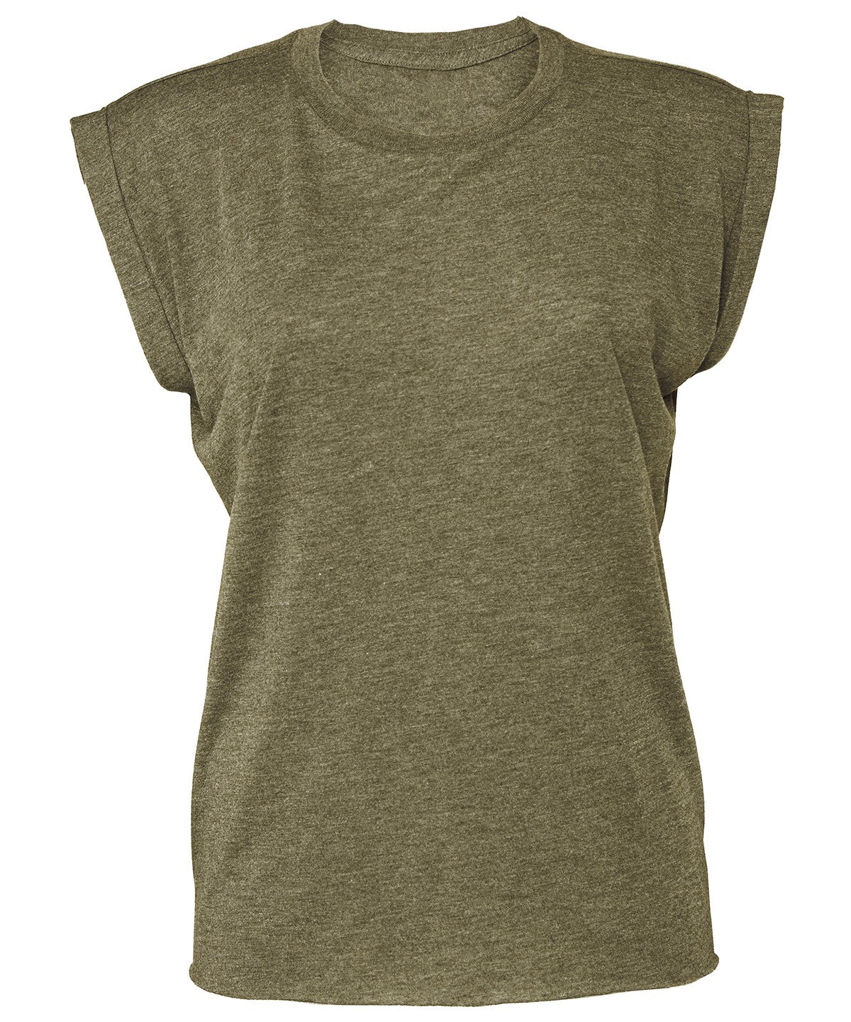 Women's Flowy Muscle Tee With Rolled Cuff | HEATHER OLIVE