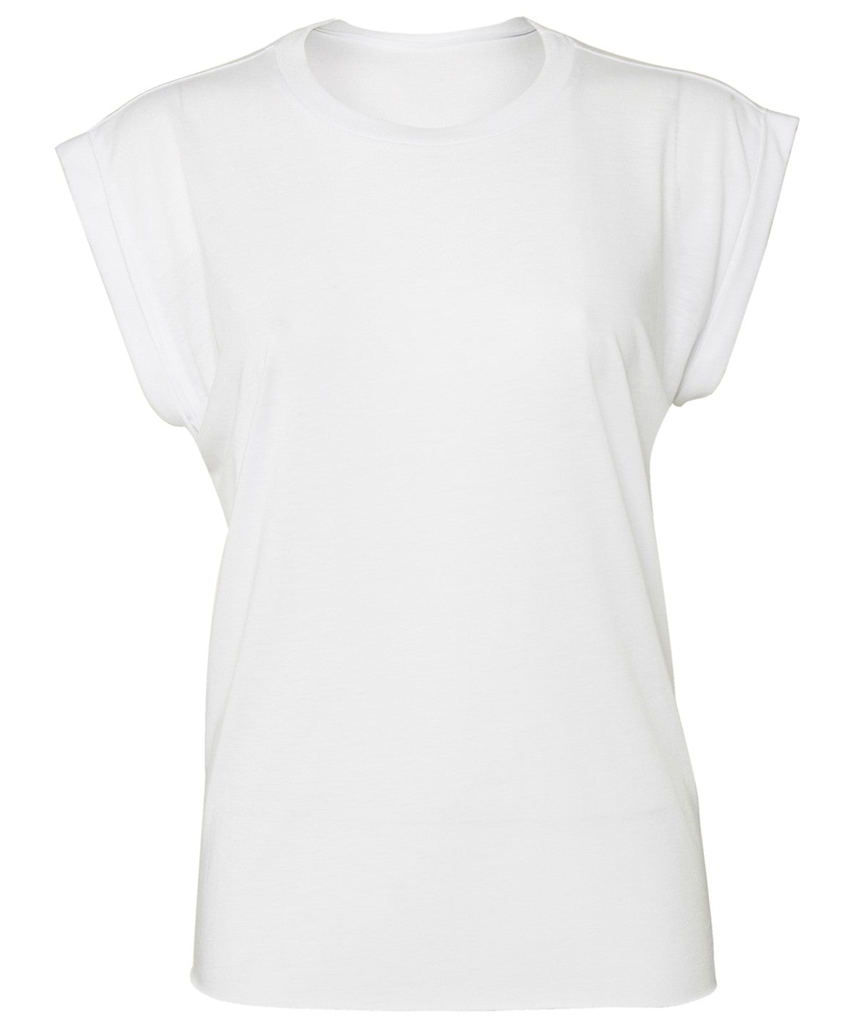 Women's Flowy Muscle Tee With Rolled Cuff | WHITE