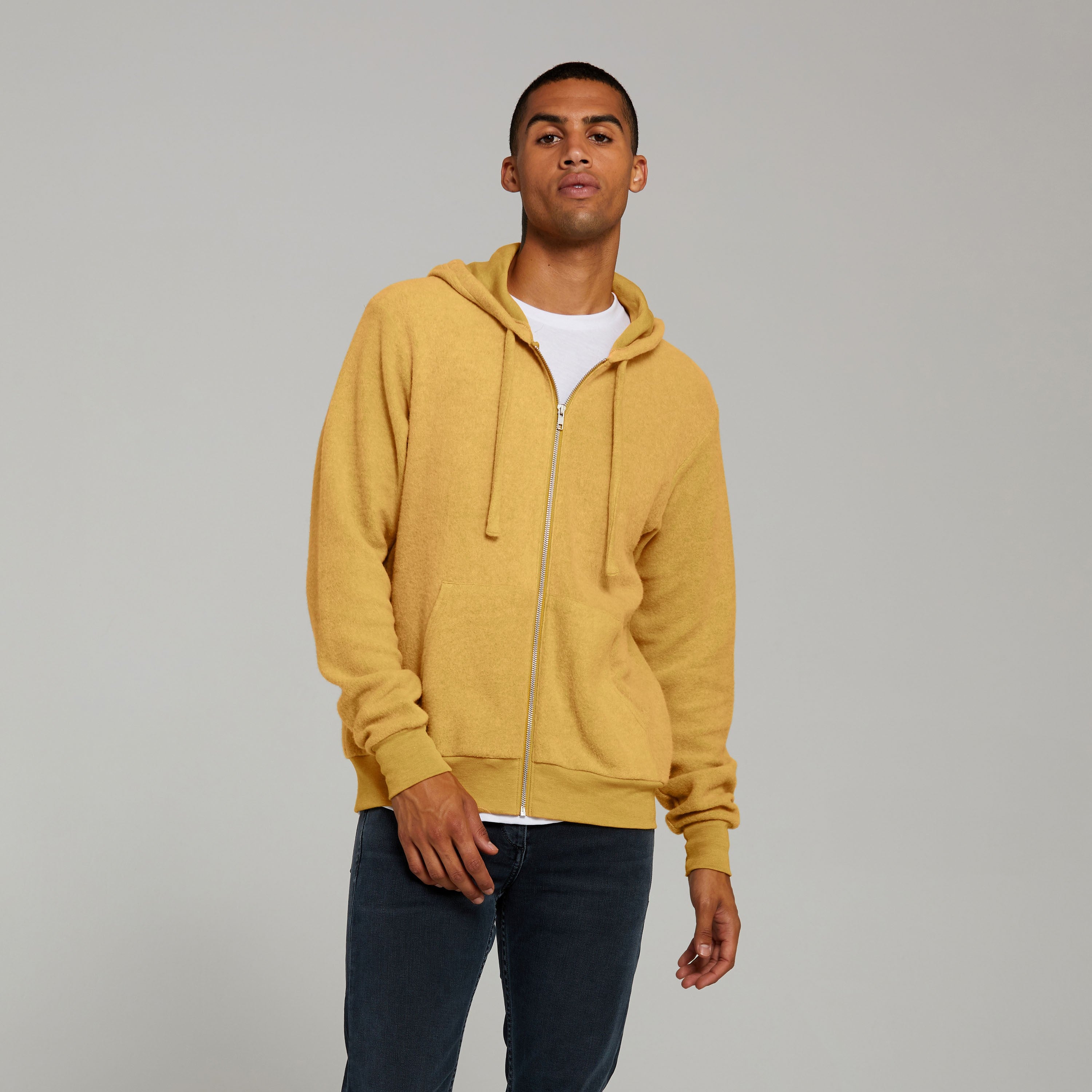 Unisex Sueded Fleece Full-Zip Hoodie | HEATHER MUSTARD