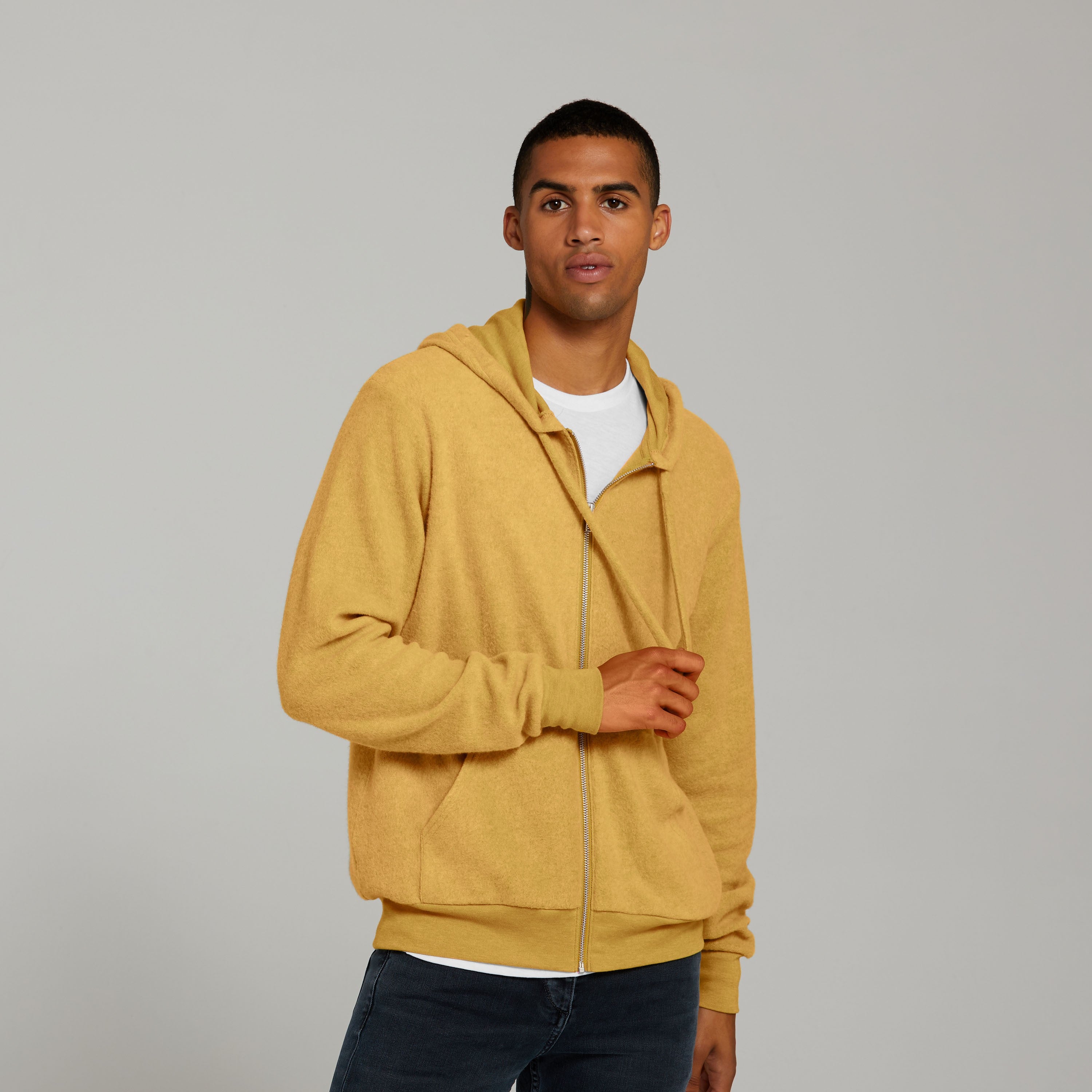 Unisex Sueded Fleece Full-Zip Hoodie | HEATHER SLATE