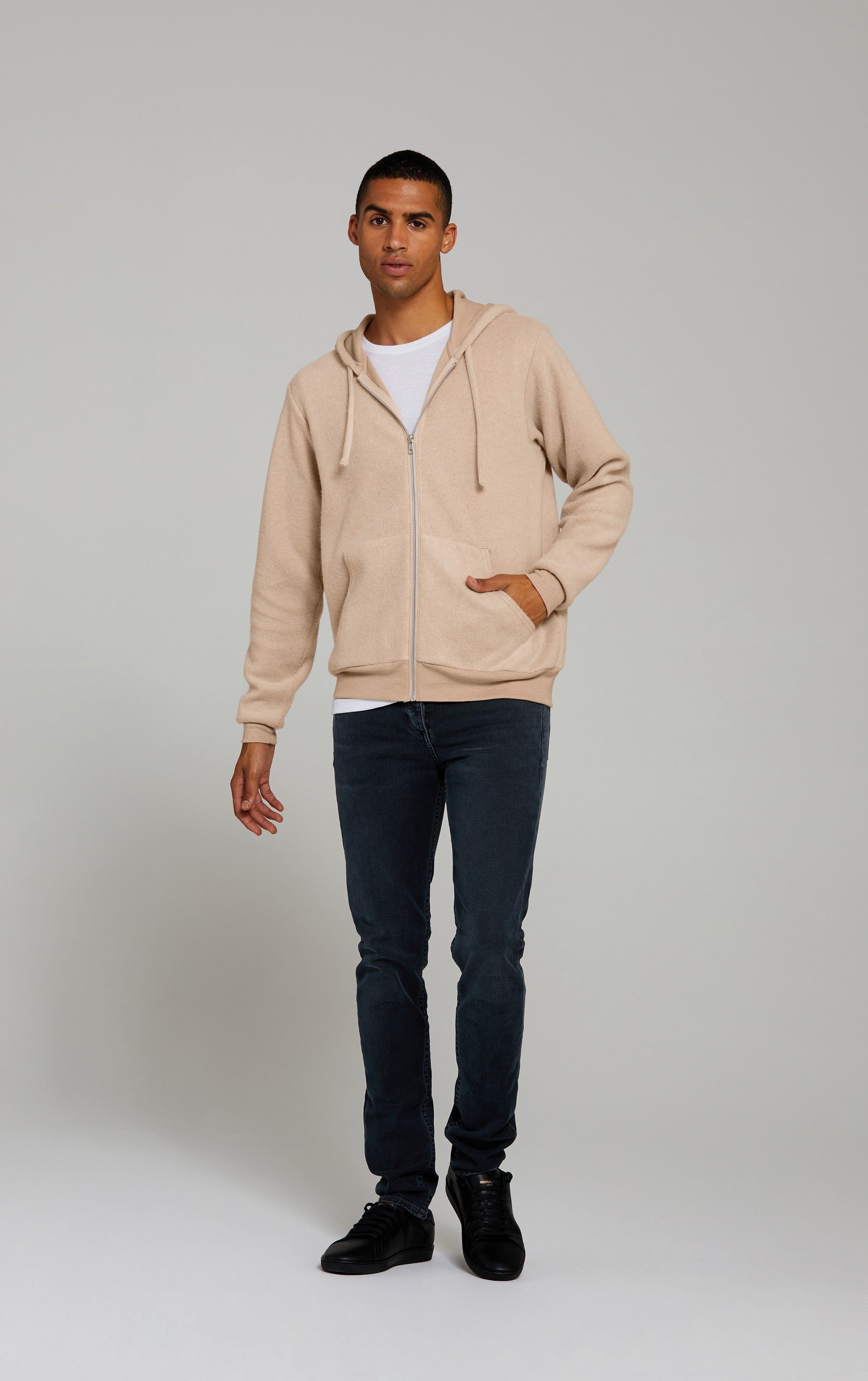 Unisex Sueded Fleece Full-Zip Hoodie | HEATHER OATMEAL