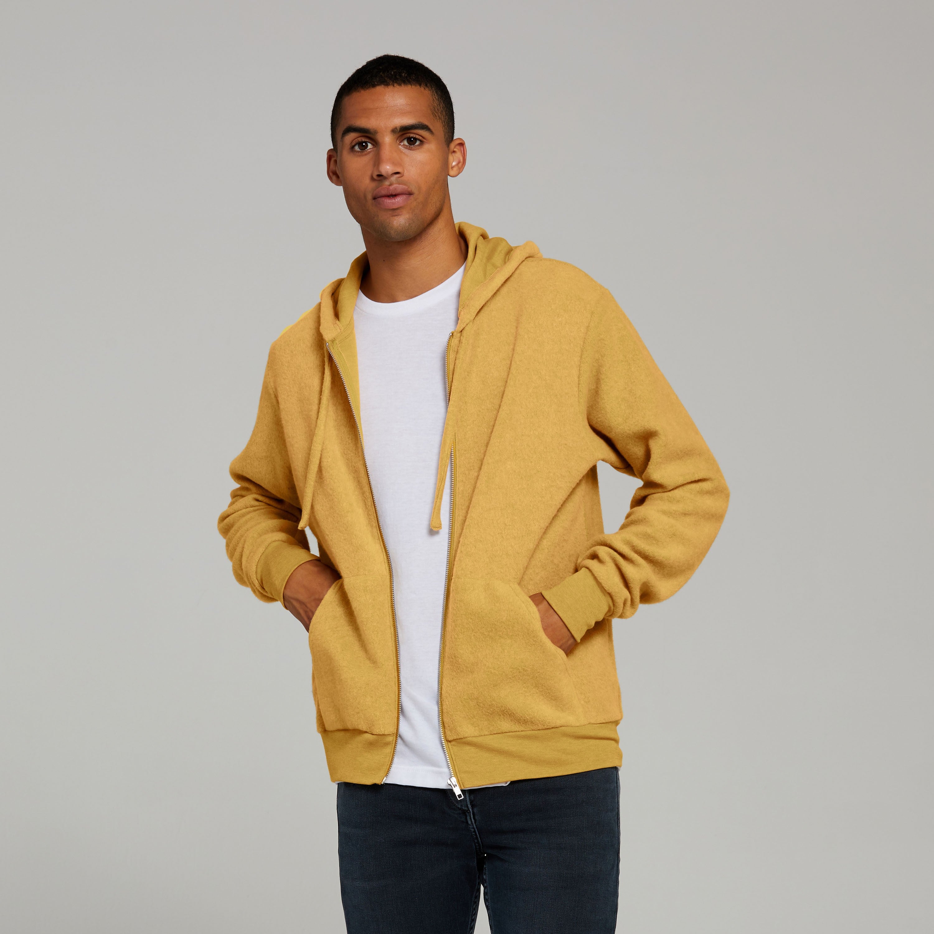 Unisex Sueded Fleece Full-Zip Hoodie | HEATHER SLATE