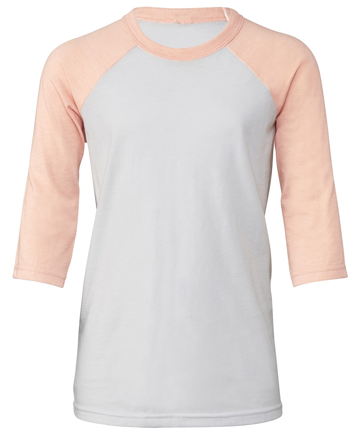 Youth 3/4 Sleeve Baseball Tee | WHITE/HEATHER PEACH