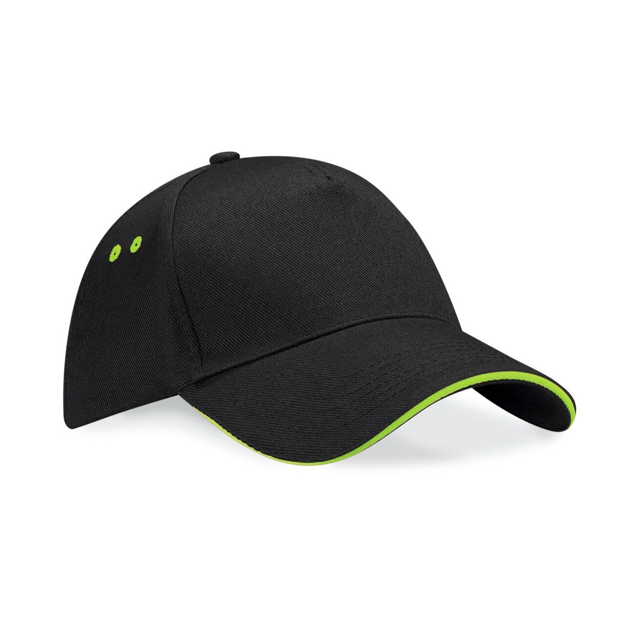 Ultimate 5 Panel Contrast Cap Sandwich Peak | BLACK/LIME GREEN