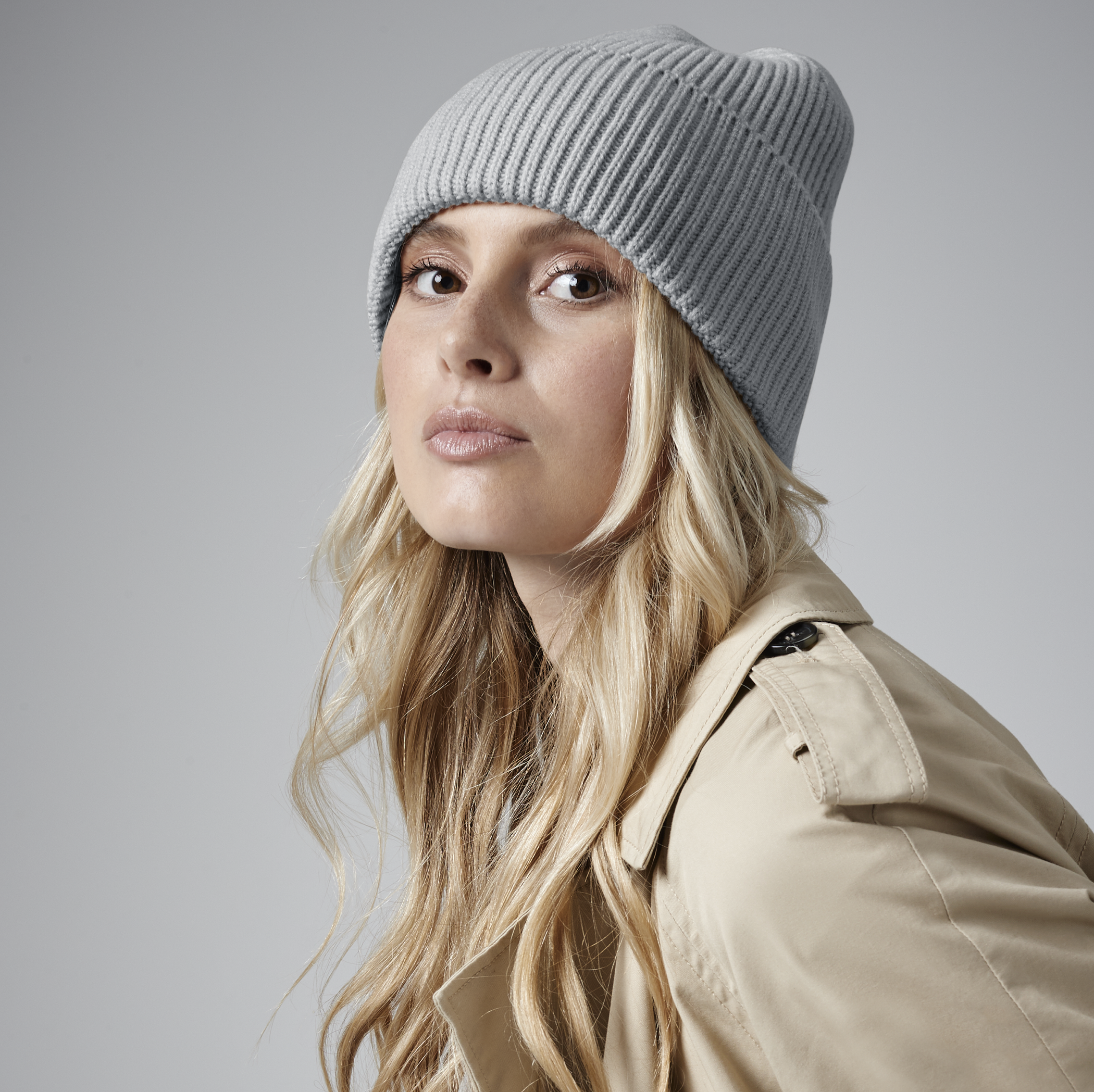 Oversized Cuffed Beanie | LIGHT GREY