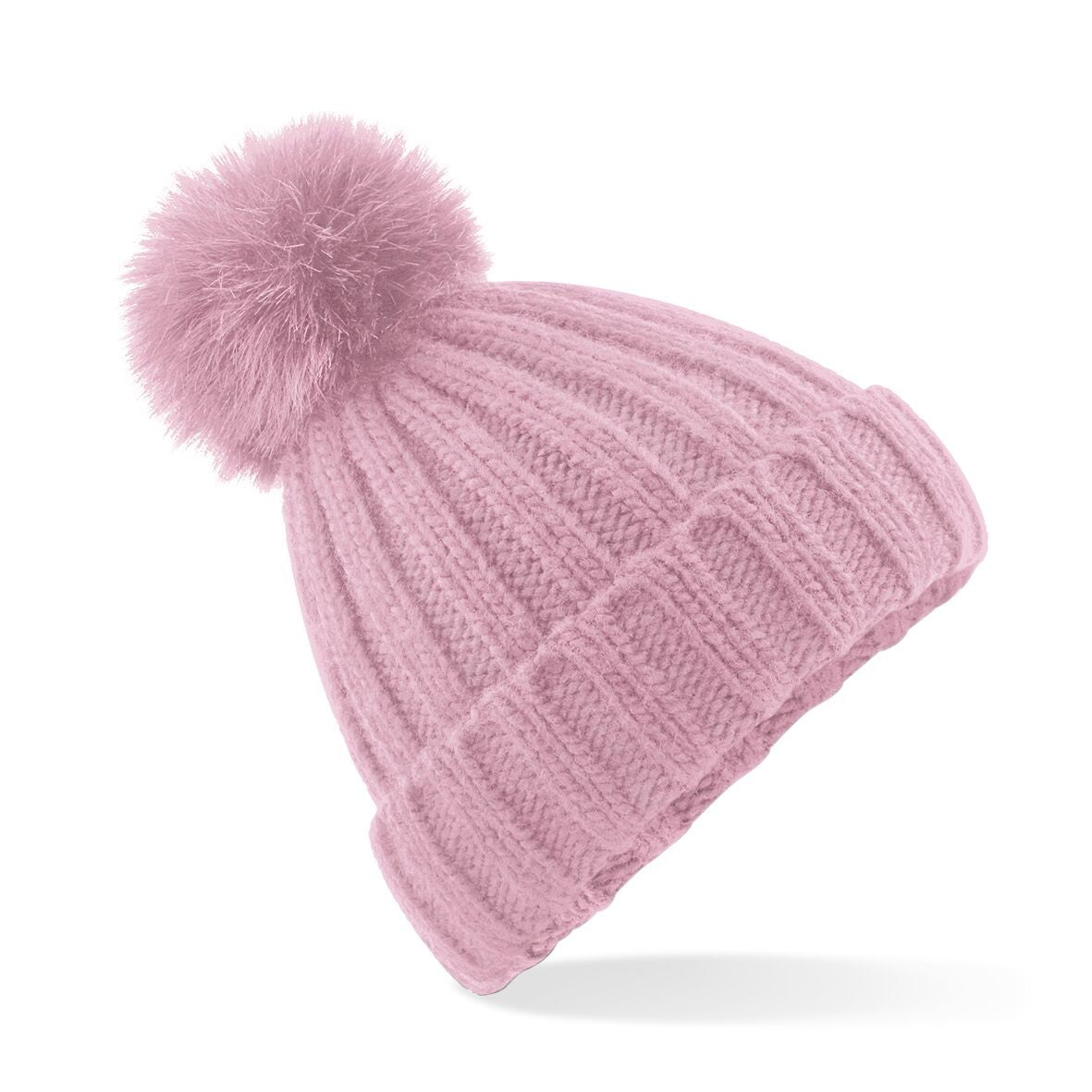 Verbier Fur Pom Pom Chunky Beanie | DUSKY PINK