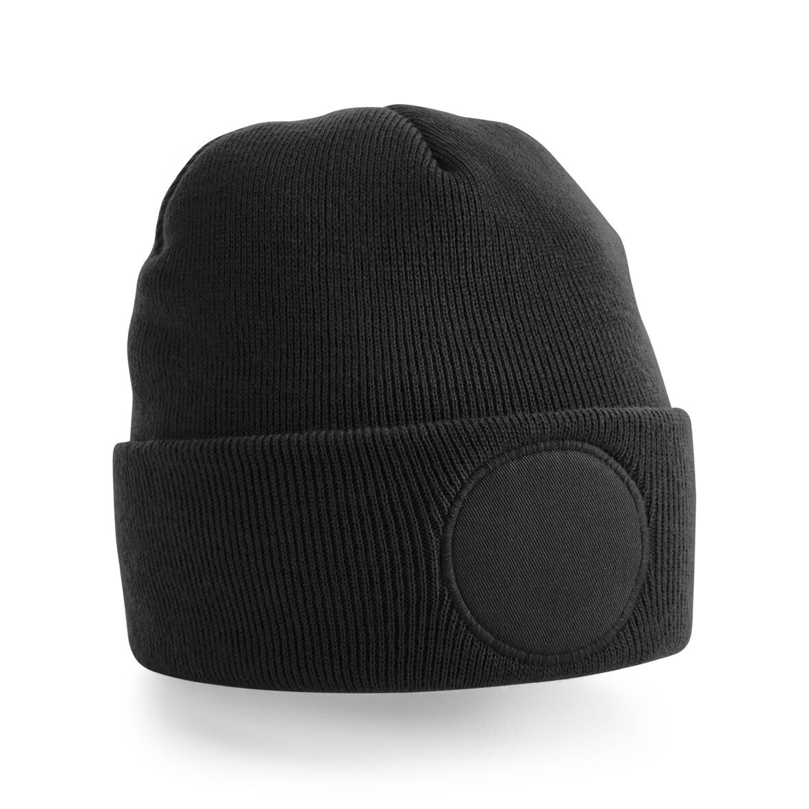 Circular Patch Beanie | BLACK