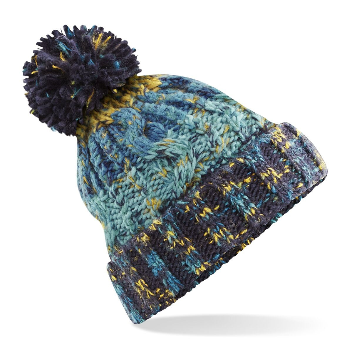 Corkscrew Pom Pom Beanie | MARINE SPLASH