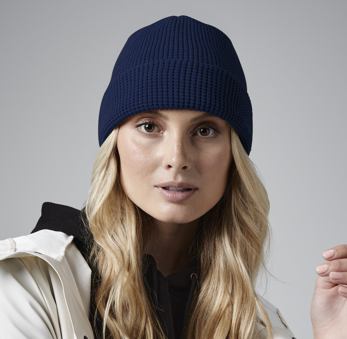 Organic Cotton Waffle Beanie | BLACK