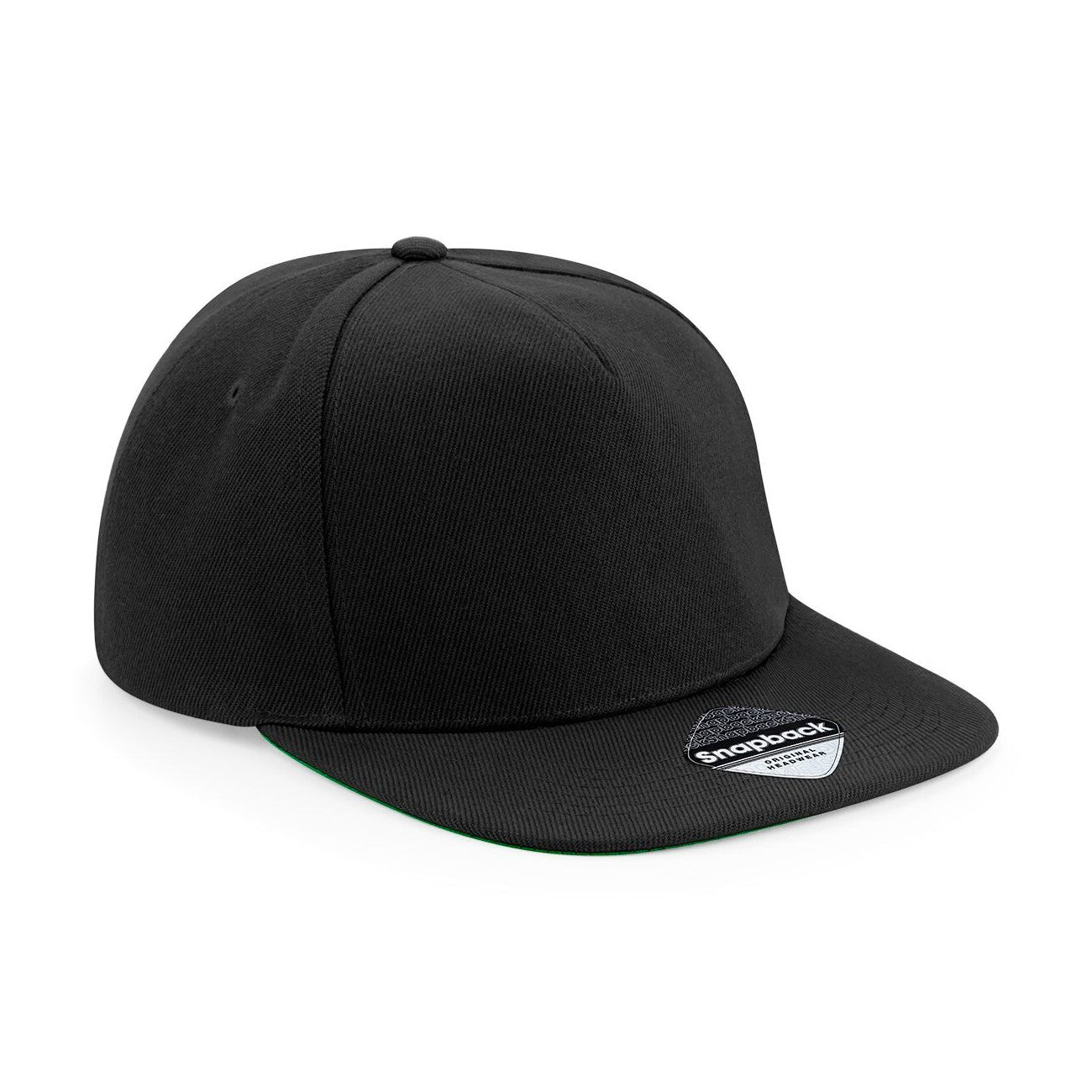 Original Flat Peak Snapback | BLACK/BLACK (GREEN UNDERPEAK)