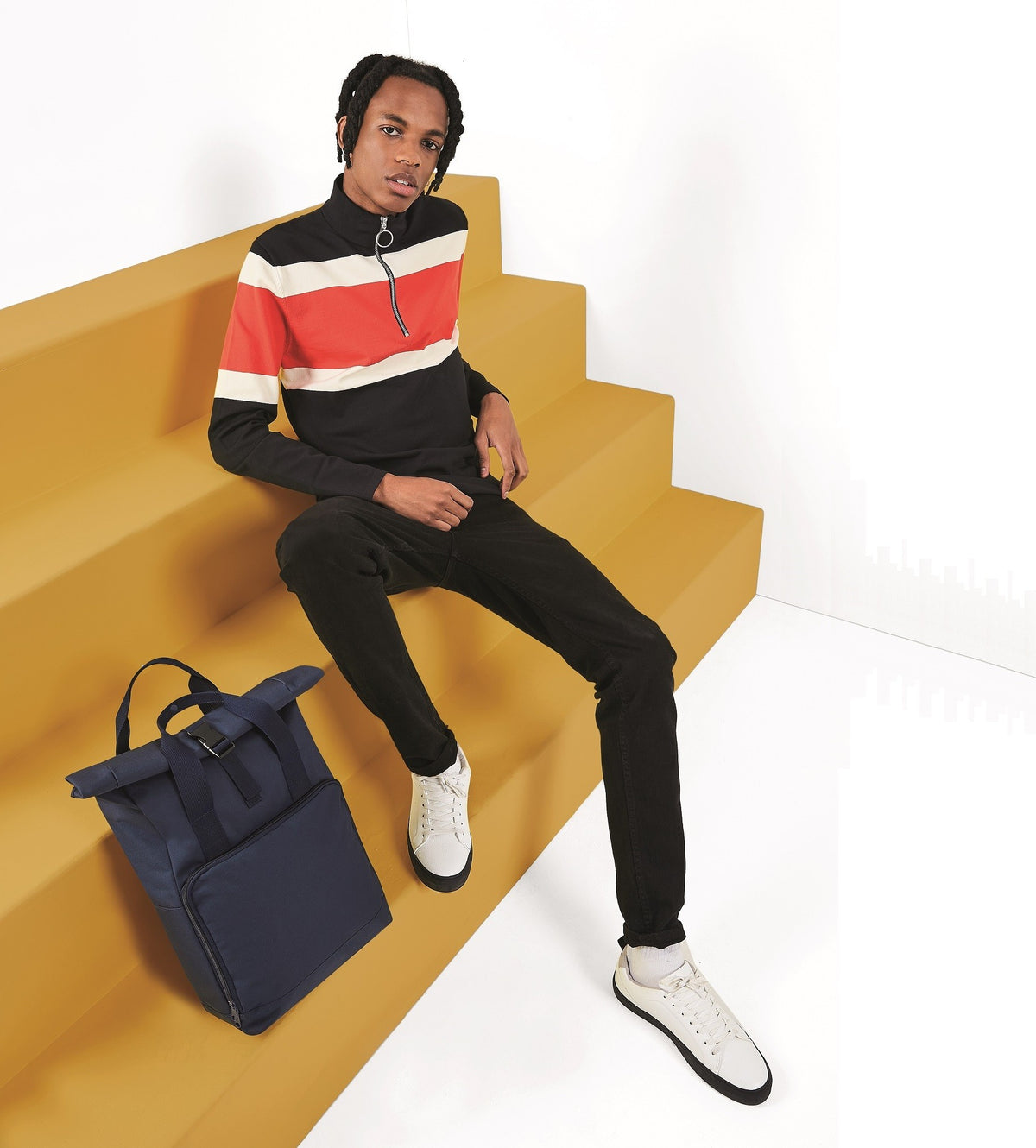 Twin Handle Roll-Top Backpack | MUSTARD