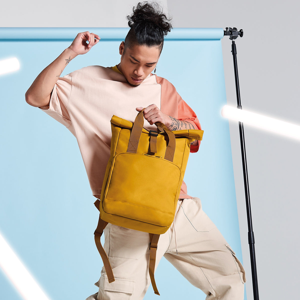 Twin Handle Roll-Top Backpack | OLIVE GREEN