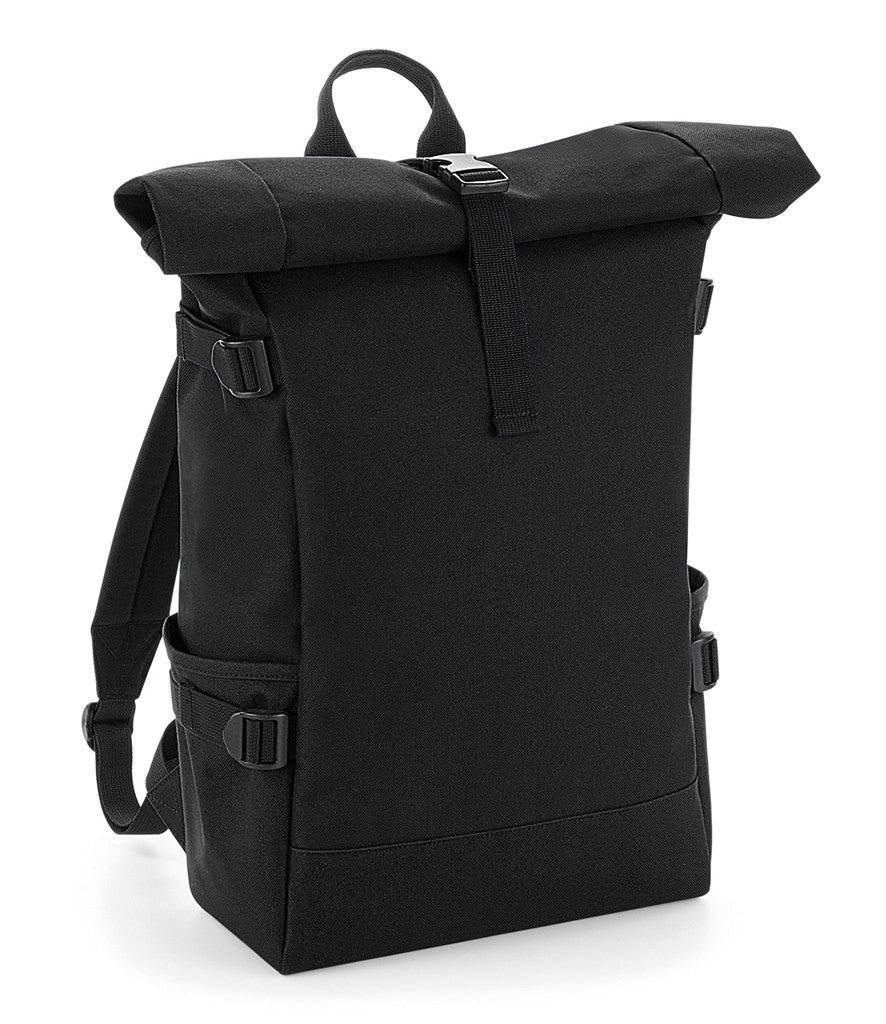 Block Roll-Top Backpack | BLACK/BLACK