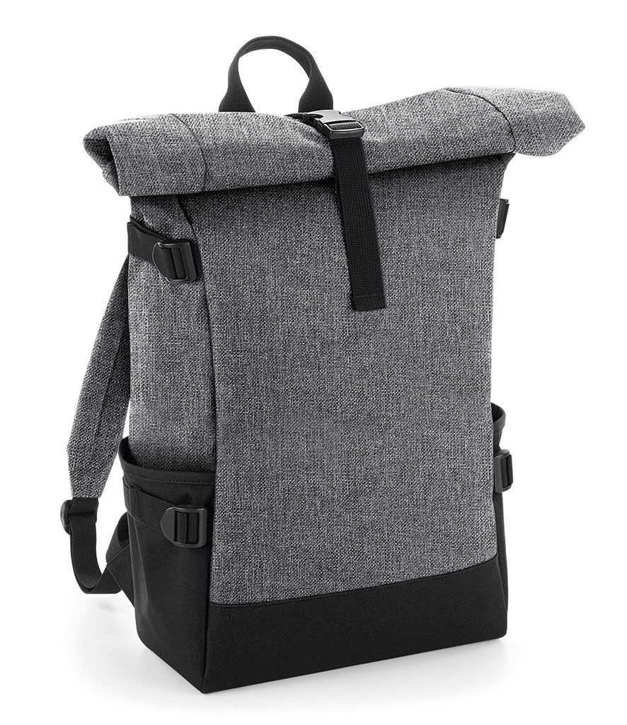 Block Roll-Top Backpack | GREY MARL/BLACK