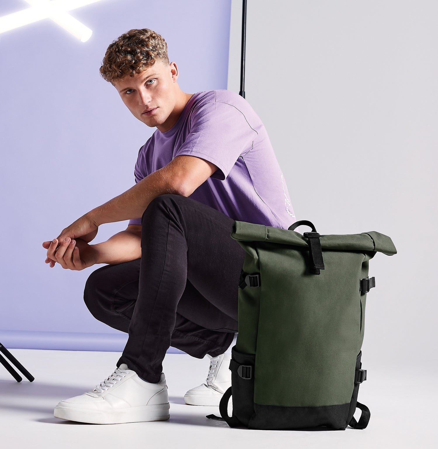 Block Roll-Top Backpack | BLACK/BLACK