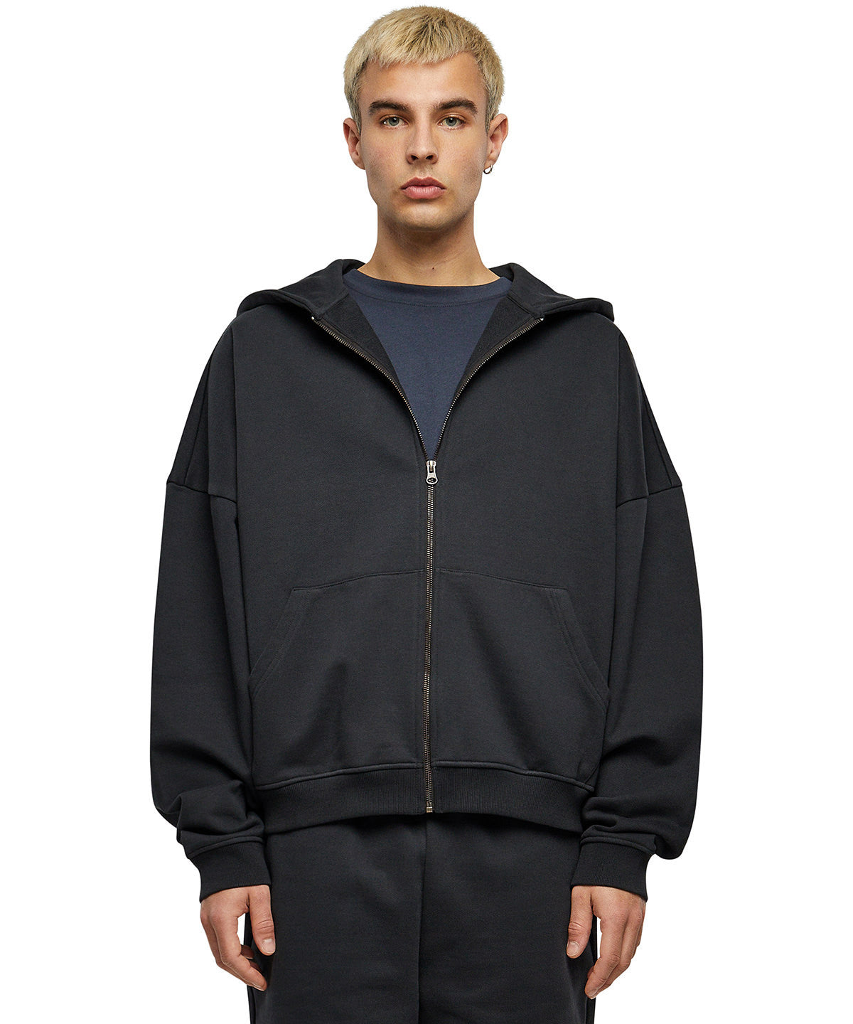 Super Oversized 90s Zip Hoodie | BLACK